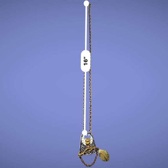 Unique Owl Tree Branch & Leaf Chain Necklace Two Tone Statement Hard to Find - Picture 8 of 10